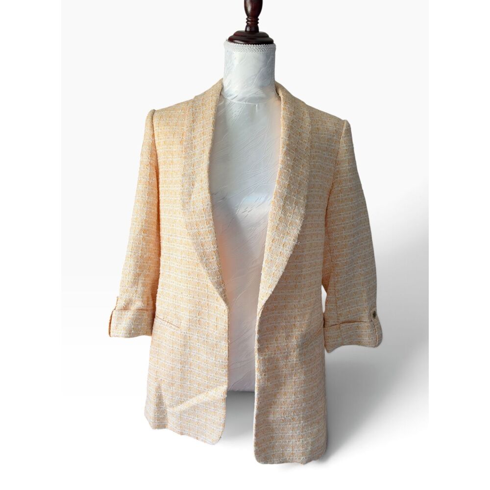 Anne Klein honeycomb tweed open-front blazer